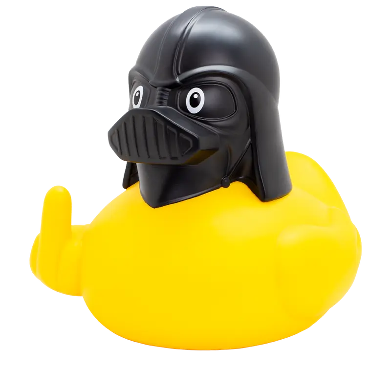 XXL Black Helmet Stinkefinger Gelb Badeente Quietscheente Gummiente Lilalu