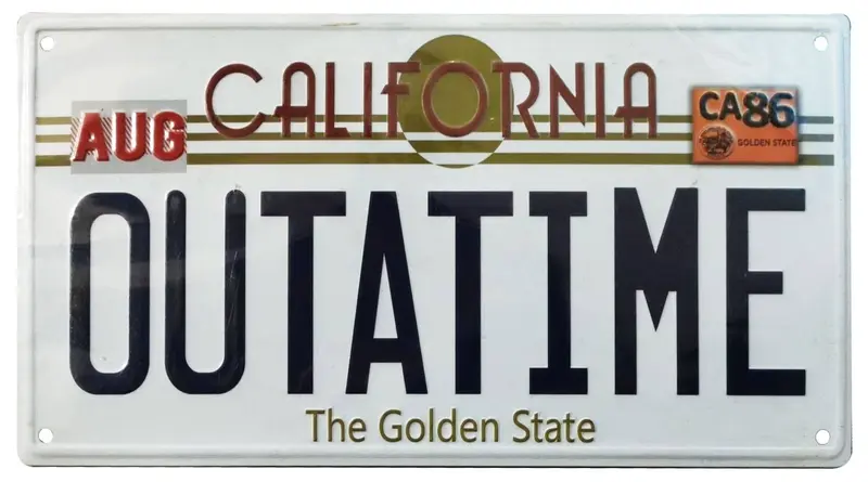 Zurück in die Zukunft Metallschild ´Outatime´ DeLorean Nummernschild