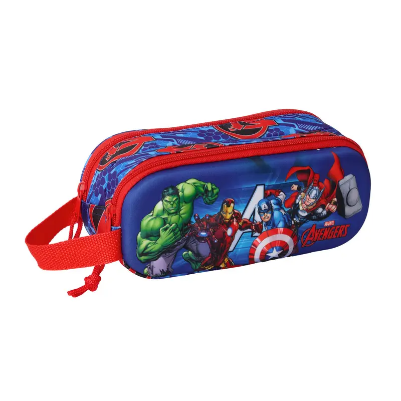 Zweifaches Mehrzweck-Etui The Avengers Rot Dunkelblau 21 x 8 x 6 cm 3D
